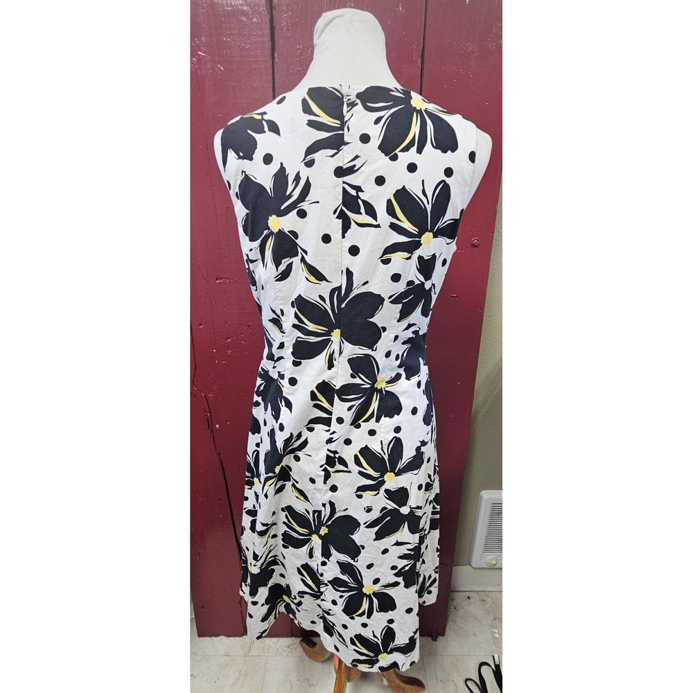 Jessica Howard Womens Sleeveless Black White Yellow Sundress Fit Flare Size Sm